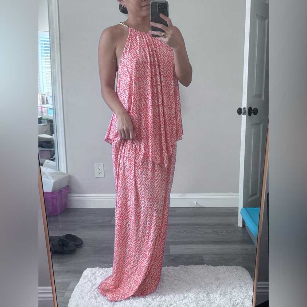 Michael Kors Layered Halter Maxi Dress